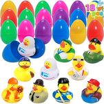 JOYIN 18 Pcs Filled Easter Egg with Rubber Ducks for Kids Easter Party Favor, Bath Toy for Easter Eggs Hunt, Basket Stuffers Filler, and Classroom Prize Supplies