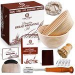 UNI-THGHT Sourdough Proofing Basket Set of 2-9 & 10 Inch Bread Proofing Basket - Round and Oval Banneton Proofing Basket with Sourdough Tools - Gift for Bakers