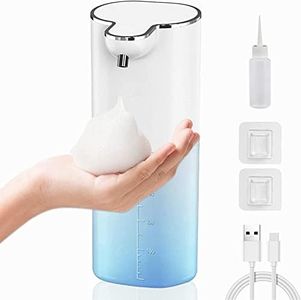 Youker Soap Dispenser 4-Level Adjustable Automatic Foaming Soap Dispenser 13.5oz/400ML Wall Mount Soap Dispenser USB Rechargeable Touchless Hand Foam Soap Dispenser for Home Bathroom Kitchen