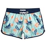 MaaMgic Swim Shorts Women Quick Dry Beach Board Shorts for Women Bathing Suit,Flowers & Leaves,Medium