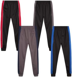 Quad Seven Boys Sweatpants - 4 Pack Active Tricot Boys Joggers for Kids - Performance Athletic Pants with Pockets (4-18), Size 8-10, Black Royal/Black Red/Charcoal Black