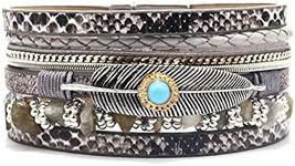 KunBead Jewelry Grey Leather Wrap B