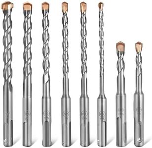 COMOWARE SDS Plus Rotary Hammer Drill Bit Set (8 Pack - 1/8", 1/4", 5/16", 3/8", and 1/2") Carbide Tipped - Suitable for Drilling Through Masonry, Concrete, Cement, Stone, BRIC with Case