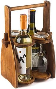 ROSTMARYGIFT Wood Wine Bottle Glasses Caddy - Beer Carrier - Drinking Desk Accessories Men's Wine Organizer - Glass Tray Holder - Wine Storage Stand - Drink Holder for Beer, for Wine