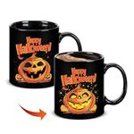 Halloween Magic Pumpkin Mug, 11oz Heat Colour Changing Cup Ceramic, Cute Halloween Gifts for Kids Adults