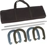 Trademark Innovations Pro Horseshoe Set - Powder Coated Steel with Carry Case (Gold and Silver)