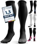 aZengear Compression Socks for Women, Men, Anti DVT Air Flight Travel Ski Knee-High Stockings, Swollen Legs, Varicose Veins, Running, Shin Splints Calf Pressure Support, Sports (Black, S/M)