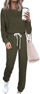 PRETTYGARDEN Women Casual 2 Piece Outfit Fall Fashion Clothes Long Pant Set Long Sleeve Sweatsuits (Solid Army Green,X-Large)