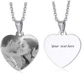 VNOX Womens Necklace Personalised Photo Engraved Flared Heart Pendant Gift for Valentines Day,Mothers Day,Birthdays or to Remember Lost Loved Ones-Double Sided Engraving