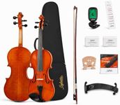SYLVATA Handcrafted Solid Wood Violin 4/4 Full Size, Acoustic Fiddle with Gradient Finish, Ebony Fingerboard & Fittings, High-End Full Size Violin Kit with Ebony Bow, Alice Strings, and Deluxe Case