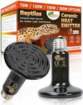 BOEESPAT High Efficiency 150W Reptile Heat Lamp Bulbs, Pack of 2 Ceramic Heat Emitters for Reptile Geckos, Lizard, Iguana, Bearded Dragon & Pets Basking (Black, 150 Watts)