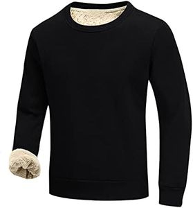 Gihuo Men's Warm Crewneck Sherpa Lined Fleece Sweatshirt Pullover Tops (Black, L)