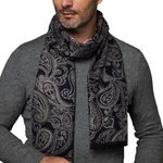 CUDDLE DREAMS Men's Silk Scarves, 100% Mulberry Silk Brushed, Luxuriously Soft (Paisley Navy)