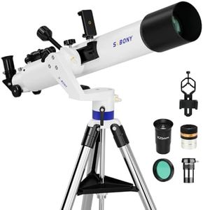 SVBONY SV520 Telescope for Adults High Powered, 90mm Aperture 800mm Focal Length, Refractor with AZ Mount, Telescope Kit for Beginners with PL10, K25 Eyepiece, Barlow Lens, Phone Mount