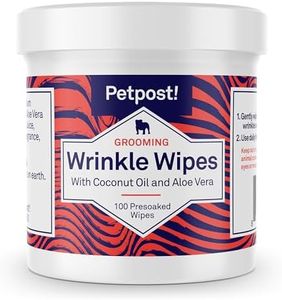 Petpost | Bulldog Wrinkle Wipes for Dogs - Cleans and Soothes Pug Wrinkles and Folds - Ultra Soft Cotton Pads in Coconut Oil Solution 100 ct