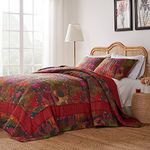 Greenland Home Bedspread Set, Cotton, Red, 3-Piece Queen