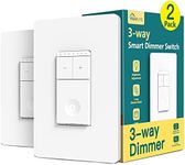 TREATLIFE 3 Way Smart Dimmer Switch 2 Pack, 2 Master Dimmer Switch Compatible with Alexa, Google Assistant, 2.4GHz WiFi Light Switch APP Remote Control, Neutral Wire Needed, Schedule, No Hub Required