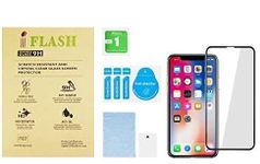 iPhone Xs Max Full Coverage Glass Screen Protector, iFlash [5 Pack] Full Cover Tempered Glass Screen Protector for Apple iPhone Xs Max 6.5" - Face ID/Edge-to-Edge Curved Surface/Bubble Free -Black