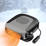 Car Heater Defroster, 12V 150W Plug-in Cigarette Lighter Car Heaters, 2 in 1 Portable Car Heater & Cooling Car Fan, Portable Fast Heating Windshield Defogger & Defroster with 180 ° Bracket (Square-A)