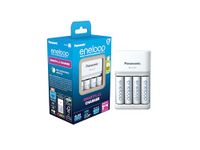 eneloop SmartPlus Charger, for 1-4 AA/AAA Rechargeable Batteries, 1.5h Charging Time, 10 Safety Features, 4 eneloop AA Batteries Included (2000 mAh), UK plug