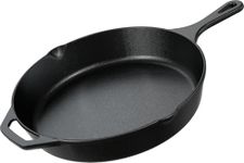 KICHLY 30.5 cm Pre-Seasoned Cast Iron Skillet Frying Pan with 2 Handles for Ease of use, Induction Compatible Cookware for Indoor & Outdoor Use (12 Inch, 30.5 cm, Cast Iron Pan, Induction Compatible)