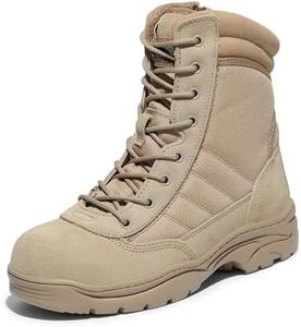 NORTIV 8 Steel Toe Boots for Men Safety Industrial & Construction Military Work Boots Slip Resistant ASTM F2413-18 Size 8.5 Sand Trooper-Steel