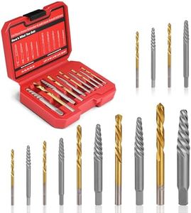 UYECOVE 14 Pieces Screw Extractor Set, 35# Cr-Mo & 6542 HSS Steel Cobalt Left Hand Drill Bits Set for Removing Stripped Screws and Broken Bolts Ez Out Screw Extractor Set Broken Bolt Extractor Kit