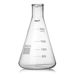 BOROSILICATE GLASS ERLENMEYER NARROW MOUTH CONICAL FLASK. 2000ML CAPACITY