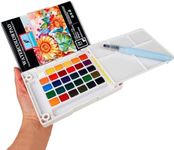 MAIKEDEPOT Watercolor Painting Set, Travel Paint Set Graspable Paint Set Portable Watercolor Sketching Kit with Water Pen,24 Sheets Watercolor Papers,3 Tutorial Video-30colors