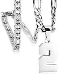 MIMITLTY Personalized Jersey Number Necklaces for Mens,Athletes Stainless Steel Sport Number Pendant Chain for Boys Baseball/Basketball/Football Team Inspiration Jewelry with Gifts, Stainless Steel,