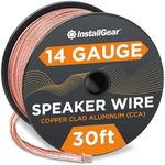 InstallGear 14 Gauge Wire AWG Speaker Wire (30ft - Clear) | Speaker Cable for Car Speakers Stereos, Home Theater Speakers, Surround Sound, Radio, Automotive Wire, Outdoor | Speaker Wire 14 Gauge