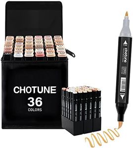 CHOTUNE Rotulador de 36 Colores de Piel, Marcadores Permanente, Rotuladores de Punta Pincel, Mezcla Fácil para Esbozo e Ilustración con Bolso y Base Negros