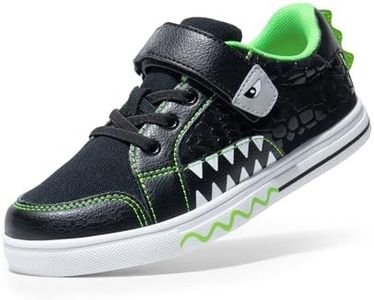 DREAM PAIRS Boys Girls Sneakers Kids Toddler Shoes Storybook Causal Walking Shoes Non-Slip with Hook and Loop,Size 3 Little Kid,Black/Green,SDFS2403K