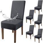 RAINSMORE Waterproof Dinging Chair Covers 6 Sets Universal Removable Kitchen Chair Covers Washable Stretch Dining Chair Slipcovers Super Fit Chair Protective Cover for Dining Room Hotel Ceremony Grey