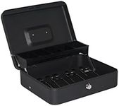 Royal Sovereign Canadian Fold-Out Cash Box With Security Key- Tiered Storage, 5 Coin Compartments and 4 Spring-loaded Bill. Large, 2 Keys Included. 10.1” x 12.7” x 4.5” - Black