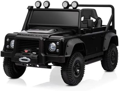 Kidzone Kids 12V Licensed Land Rover Ride On SUV Car with 2.4G Parent Remote Control Battery Powered Kids Vehicle with 2 Speeds, Openable Doors, LED Headlight, USB/AUX/FM Music – Black