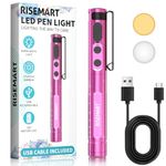 RISEMART Pen Light for Nurse, Rechargeable LED Medical PenLight, Warm/Cool White & Stepless Dimming, Portable Medical PenLight for Nurse, Doctor, First Aid, EMT, Nursing,Nursing Student (Red)