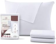 CirclesHome Pillow Protectors 8 Pack Standard Zippered - 100% Cotton Breathable Pillowcases - Protects Pillows from Dirt, Dust and Debris (Standard - Set of 8 - 20x26)