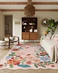 Lahome Floral Living Room Rugs, Pink Area Rugs 5x7 Rug for Bedroom Ultra-Thin Soft Rug, Non-Slip Washable Rugs Stain Resistant Throw Boho Rug for ‎‎Nursery Playroom Classroom (5x7ft,Light Pink)