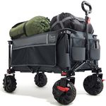 TIMBER RIDGE Festival Trolley on Wheels with Brakes, 200L Folding Camping Beach Trolley with Adjustable Handle & Cover Bag, 100kg Heavy Duty Cart Wagon for Outdoor Garden Picnic