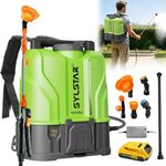 SYLSTAR 12L Battery Powered Knapsack Sprayer, 100PSI Cordless Backpack Sprayer Compatible with DeWalt and Milwaukee 18V Batteries,Weed Sprayer with 5 Nozzles,2 Wand,2.6 Ah Battery for Garden&Lawn Care