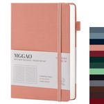 MGGAO A5 Ruled Journal 100 GMS Lined Thick Paper with 188 Numbered Pages Premium Leather Hardcover Notebook for Personal Writing Study Office Travel Recording (Pink,Ruled)