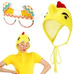 Neer 2 Pcs Carnival Hat and Glasses Set Novelty Party Hat Dress up Sunglasses Cosplay Costume Accessories for Photo Props (Chick)