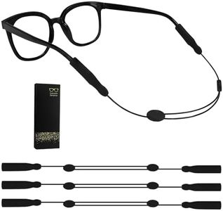 Edifeel [3 Pack] Glasses Strap, Adjustable, Anti-Slip Sunglasses Strap for Sports, No Tail Glasses Holder Cord, with Steel Wire Cable Eyewear Retainer (Black)