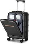 Karl home Carry on Luggage 22x14x9 Airline Approved, ABS+PC Hard Shell Suitcase with Front Pocket, Lightweight Carry-on Luggage with Spinner Wheels & TSA Lock for Business Travel, Black