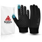 SAGA Sports Kids Winter Gloves - Thermal Touchscreen Water-Resistant Gloves for Kids, Perfect for Running, Cycling, Skiing & Outdoor Sports, Ages 4-12, Smiley Pattern (Black, Medium)
