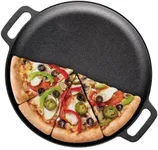 Bruntmor 12-Inch Pre-Seasoned Cast Iron Skillet Pan - Pizza Pan with Dual Large Loop Handles - Ideal as Camping Skillet and Fry Pan - Oven Safe and Electric Stovetop Compatible - Black