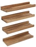 Picture Shelf with Ledge,Photo Ledge Shelves Set of 4,Rustic Wood Storage Display Shelves Wall Mounted for Living Room Bedroom Kitchen Kids Nursery Photo Frames Book,Home Office Decor 17 Inch