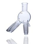 Laboy Glass Cow-Type Receiver Apparatus Distribution Adapter with 24/40 Joints & Hose Connection for Short Path Head Lab Glassware