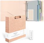 Ospelelf 3 Ring Binder with Clipboard 2 Inch Leather Binder for Letter Size (8.5" x 11"), Clipboard Binder Dividers with 5 Tabs, Rose Gold